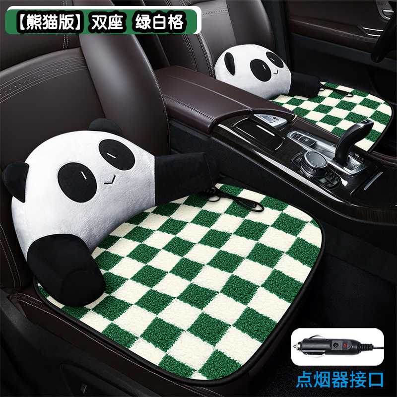 卸売り棋盤格加熱クッション自動車クッションクロスボーダー漫画花羊小毛内装用品冬シングルクッション|undefined