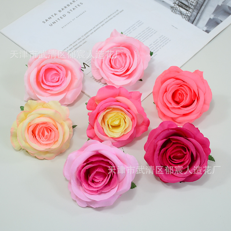 ローズ造花ハイエンドブルーフラワー結婚式の装飾偽花芯ローズヘッドローズフラワー卸売|undefined