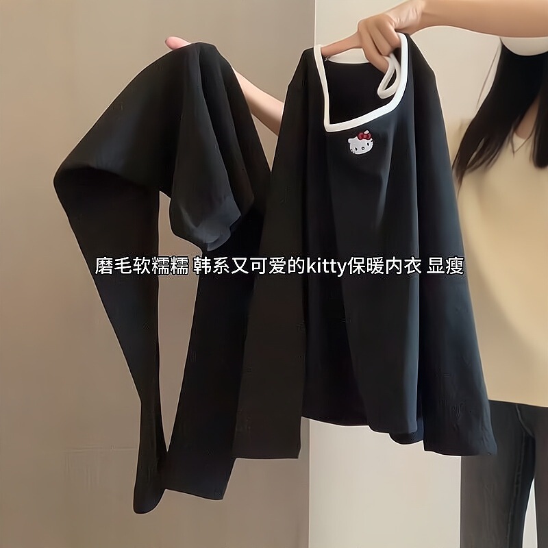Popular Women's Pajamas with Kt Print, Thermal Underwear, Women's Thermal Pajamas, Autumn Tops, Leggings, Loungewear Set Popular Women's Pajamas with Kt Print, Thermal Underwear, Women's Thermal Pajamas, Autumn Tops, Leggings, Loungewear Set