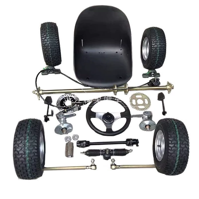 Modified Go-Kart Parts, Drift Four-Wheel Vehicle Front and Rear Suspension, Steering, 1m Rear Axle with 13X5.00-6 Tires (Motorcycle frame)