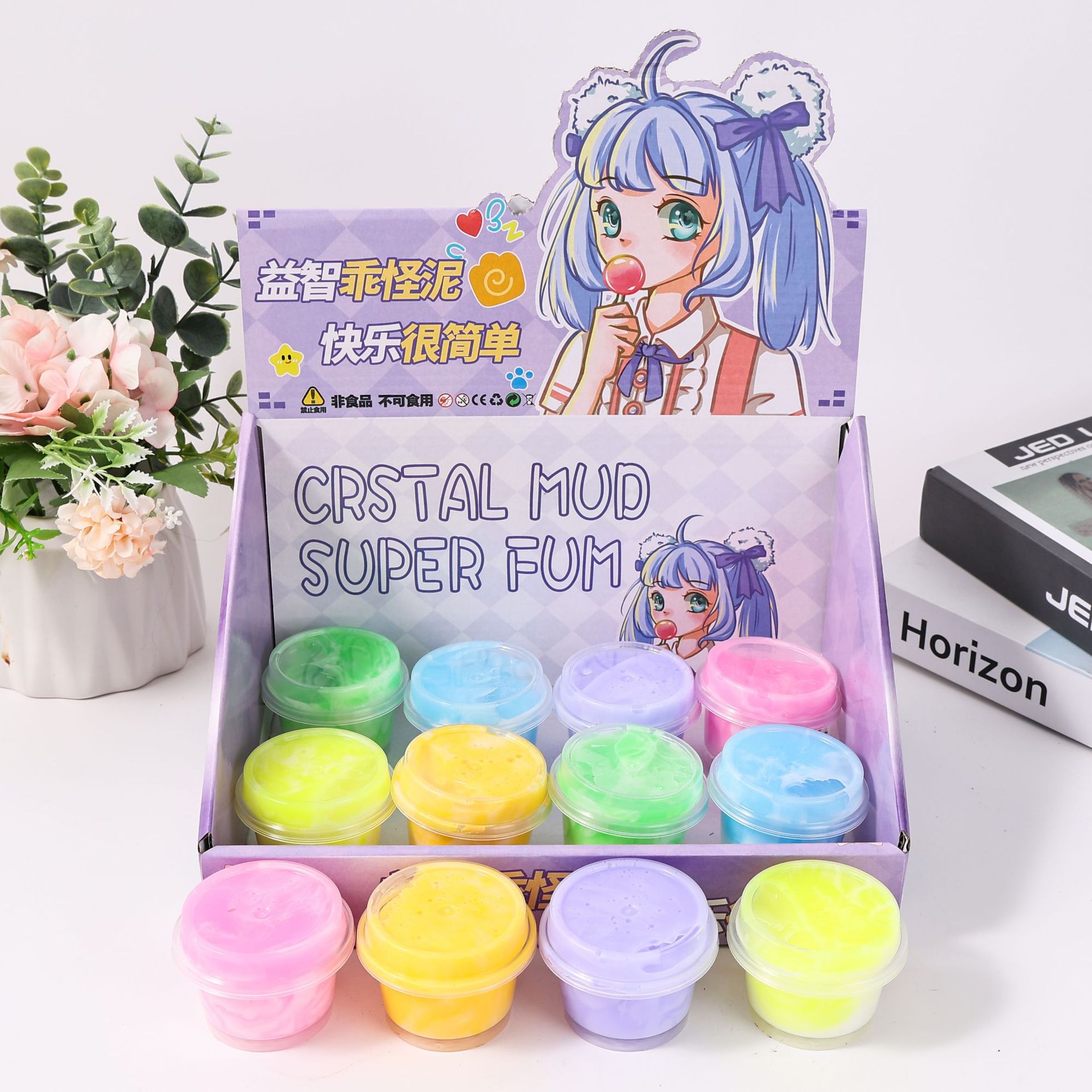 24 piezas de pegamento espumoso de cristal, pegamento M seguro, no tóxico, no pegajoso, juguete educativo, arcilla DIY.