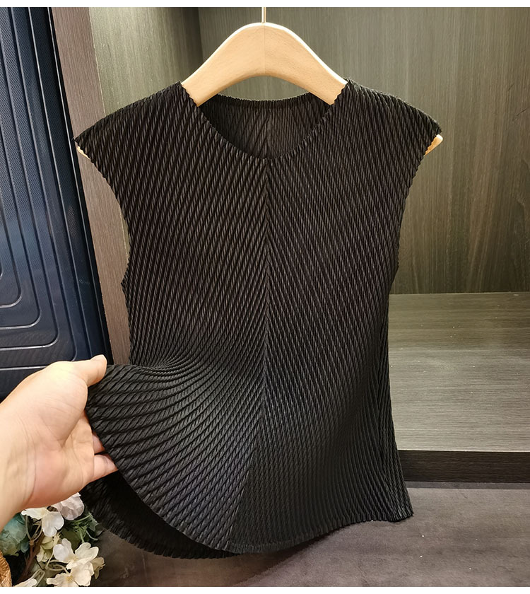 Áo thun ngắn tay cổ chữ V xếp ly vảy rồng đơn giản, thanh lịch đa năng, thiết kế tôn dáng cho nữ mùa hè — Màu đen, Màu xanh lục nhạt, Màu hồng, Màu trắng chi tiết 17