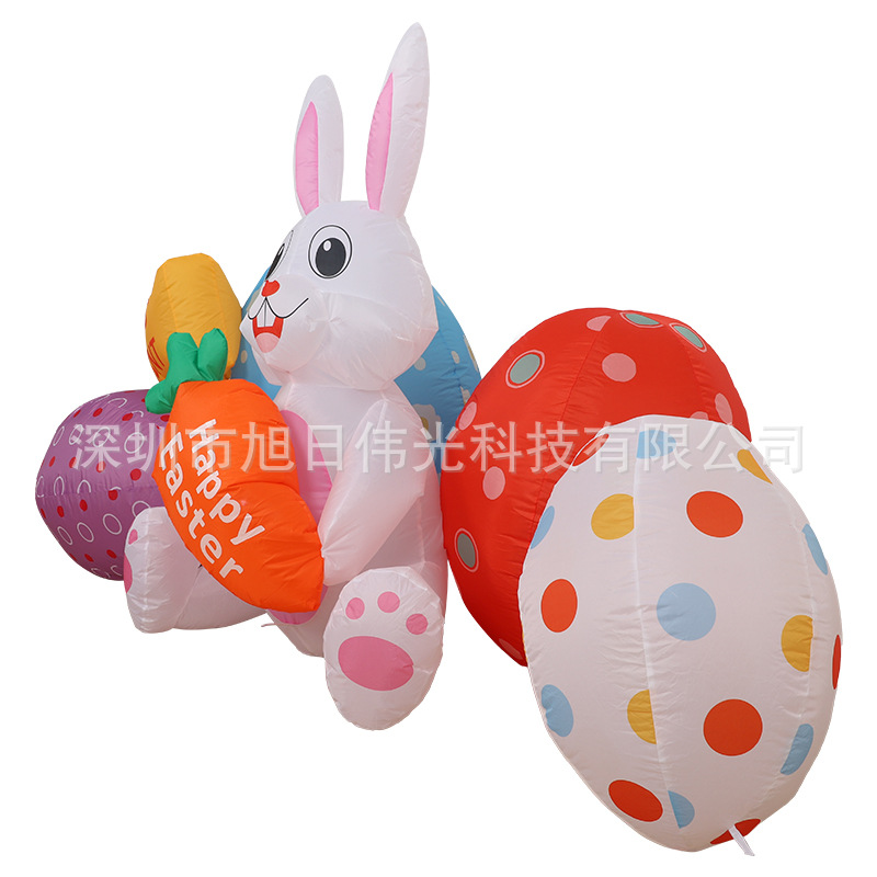 现货跨境复活节气模led发光充气彩蛋兔子气模庭院装饰品摆件道具