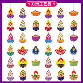 happy diwali 印度排灯节背景拉旗 节日装饰门挂吊饰印度门帘装饰