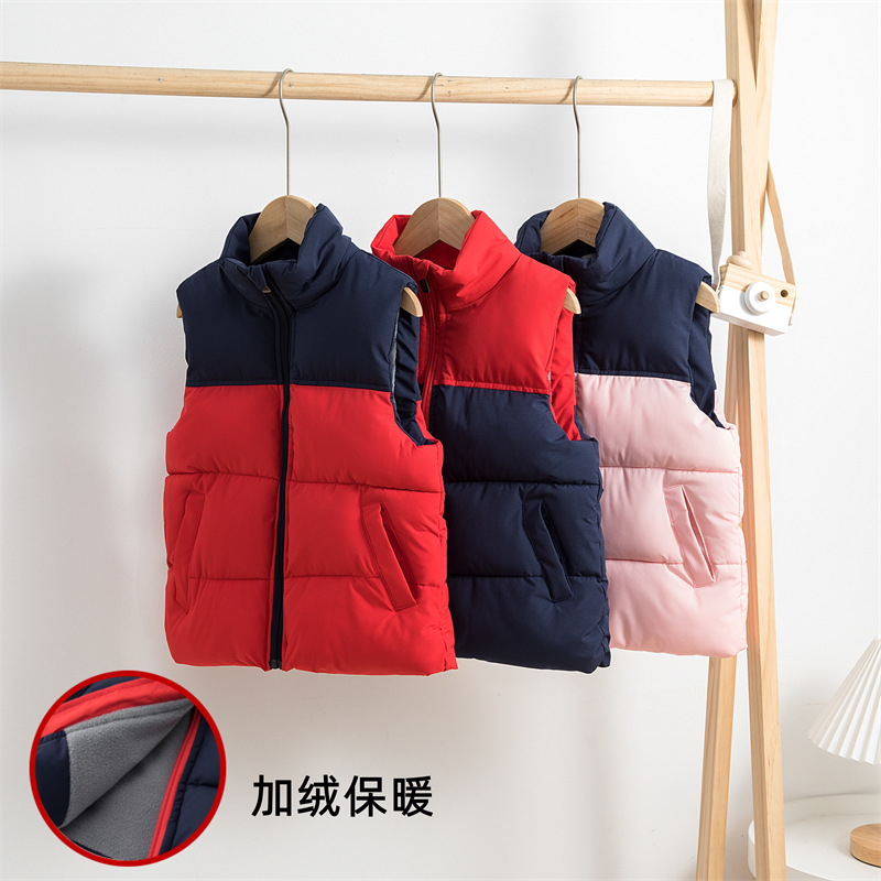 儿童羽绒棉马甲秋冬男女童加绒加厚保暖马夹幼儿园服宝宝背心