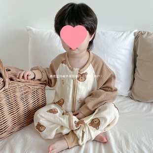 New Baby One-Piece Pajamas Summer Thin Boys Sleeping Bag Baby Cotton Baby Boy Spring and Autumn Anti-Cold Kidsren