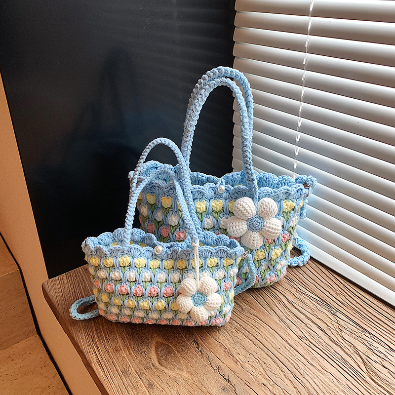 Bolsos frescos y dulces de tejido extranjero, bolsas de hombro de alta capacidad, bolsas de almacenamiento personales de viaje diario. image 4