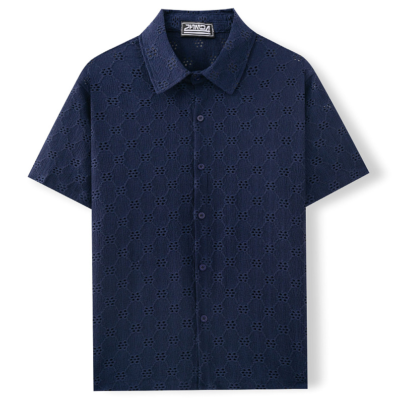 Herren Jacquard Hemd Mit Kurzem Arm Für Den Sommer_voghion.com