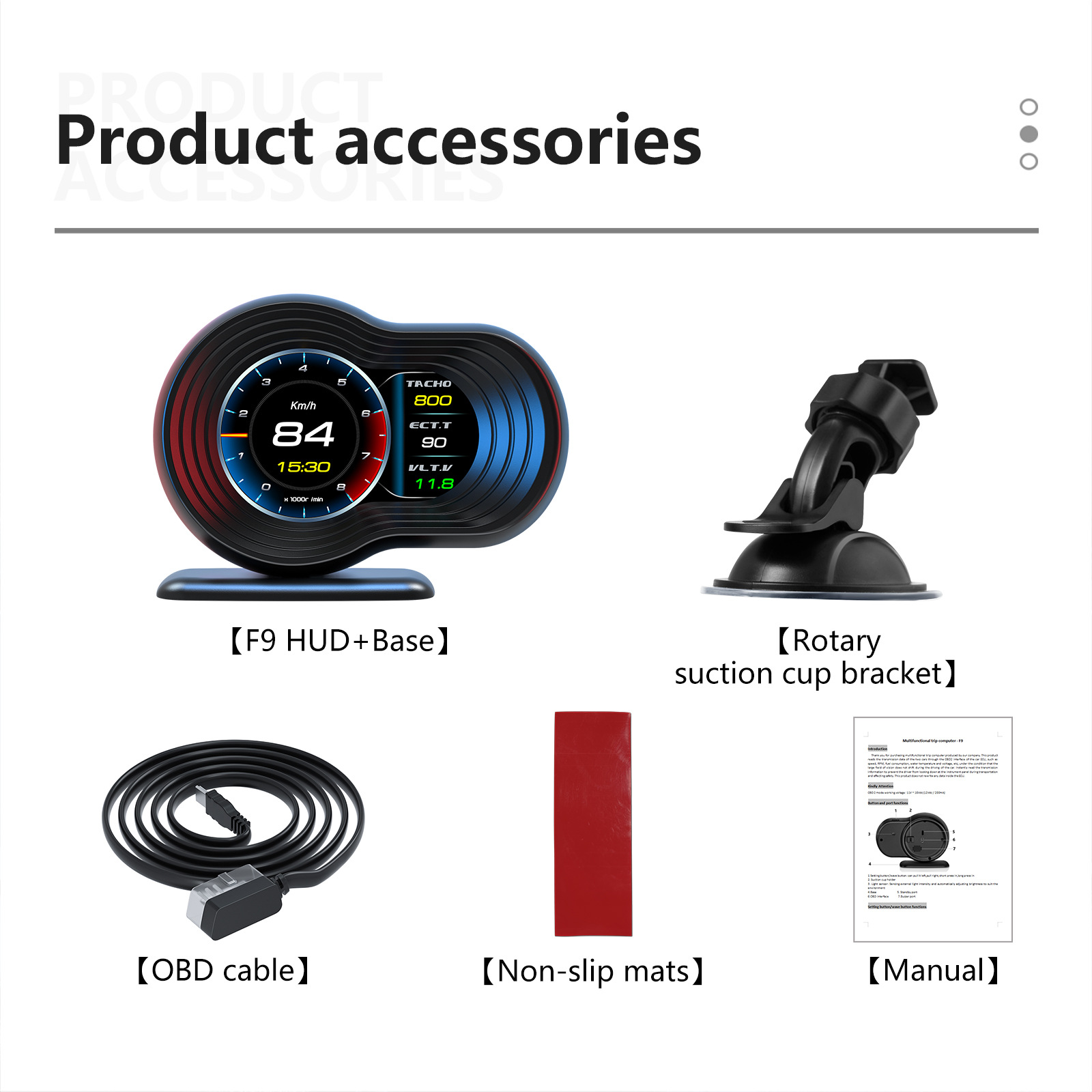 F9 coche hud monitor obd coche modificado LCD multifunción instrumento HD portátil temperatura del agua velocidad velocidad del vehículo