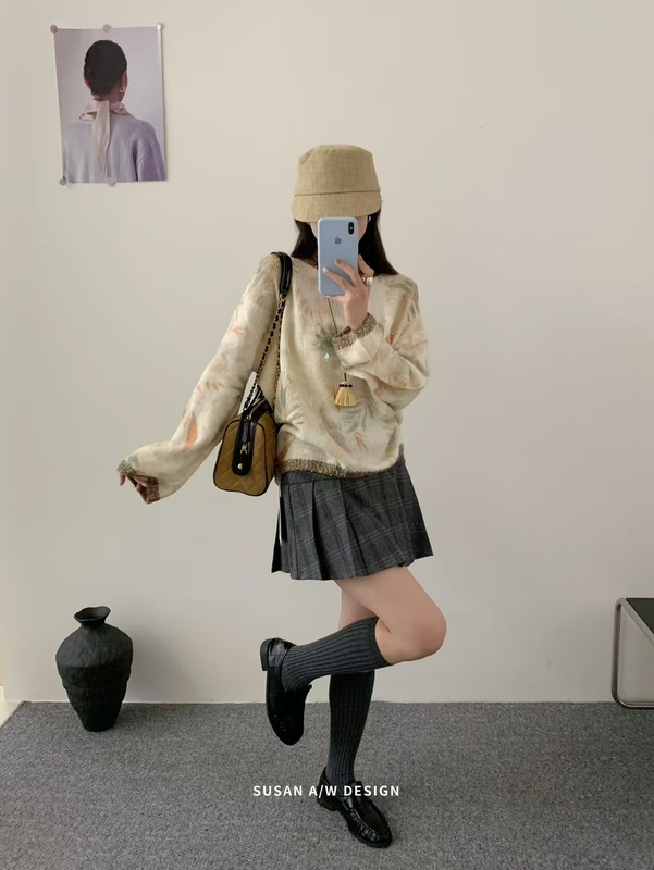 苏珊 韩系2025新款亮片花朵针织衫女秋冬季高级感毛衣上衣27356|undefined
