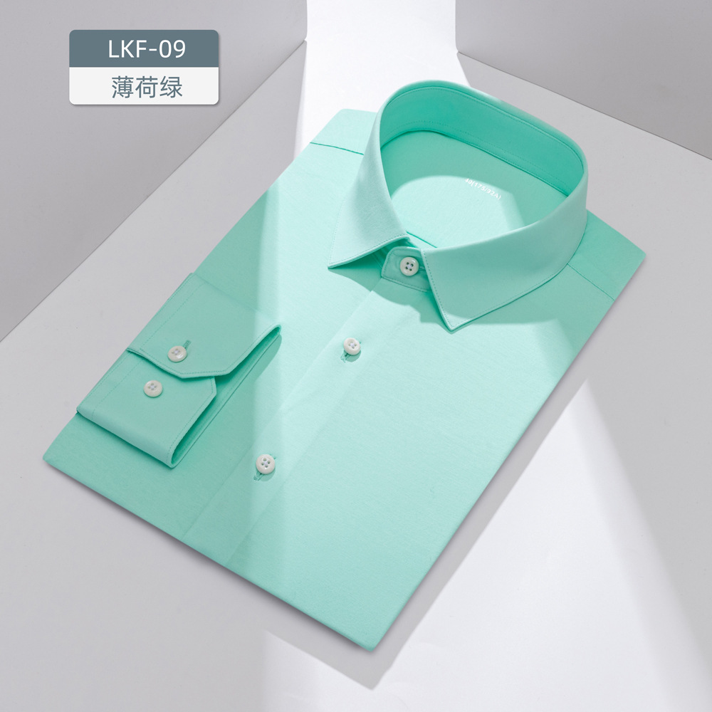 Camisas personalizadas privadas de seda de jade de alta calidad de algodón de punto de cuatro lados para hombres de manga larga 100 camisas de alta elasticidad