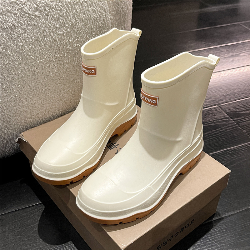 Fashion Plastic Women's Shoes Candy Color Women's Rain Boots Non-Slip Rain Boots Short Medium Tube Water Shoes Kitchen Waterproof Glue Shoes Cover Shoes