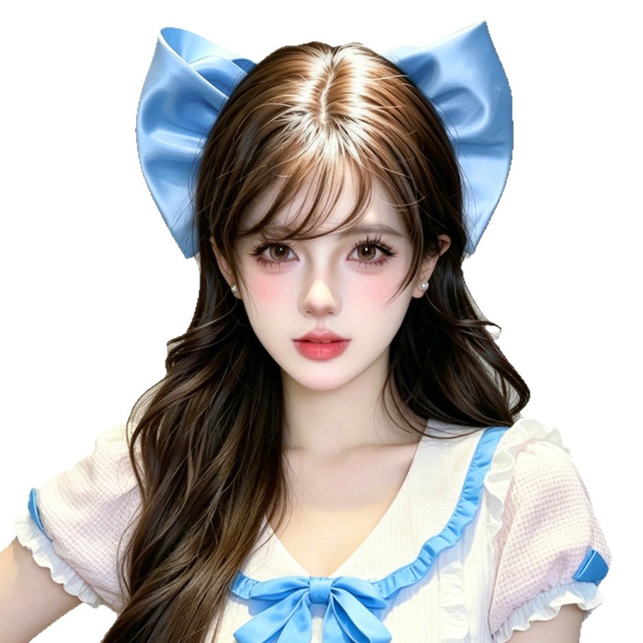 프렌치 새틴 리본 헤어핀 발레코어 뒷머리 로리타 공주 헤어 액세서리