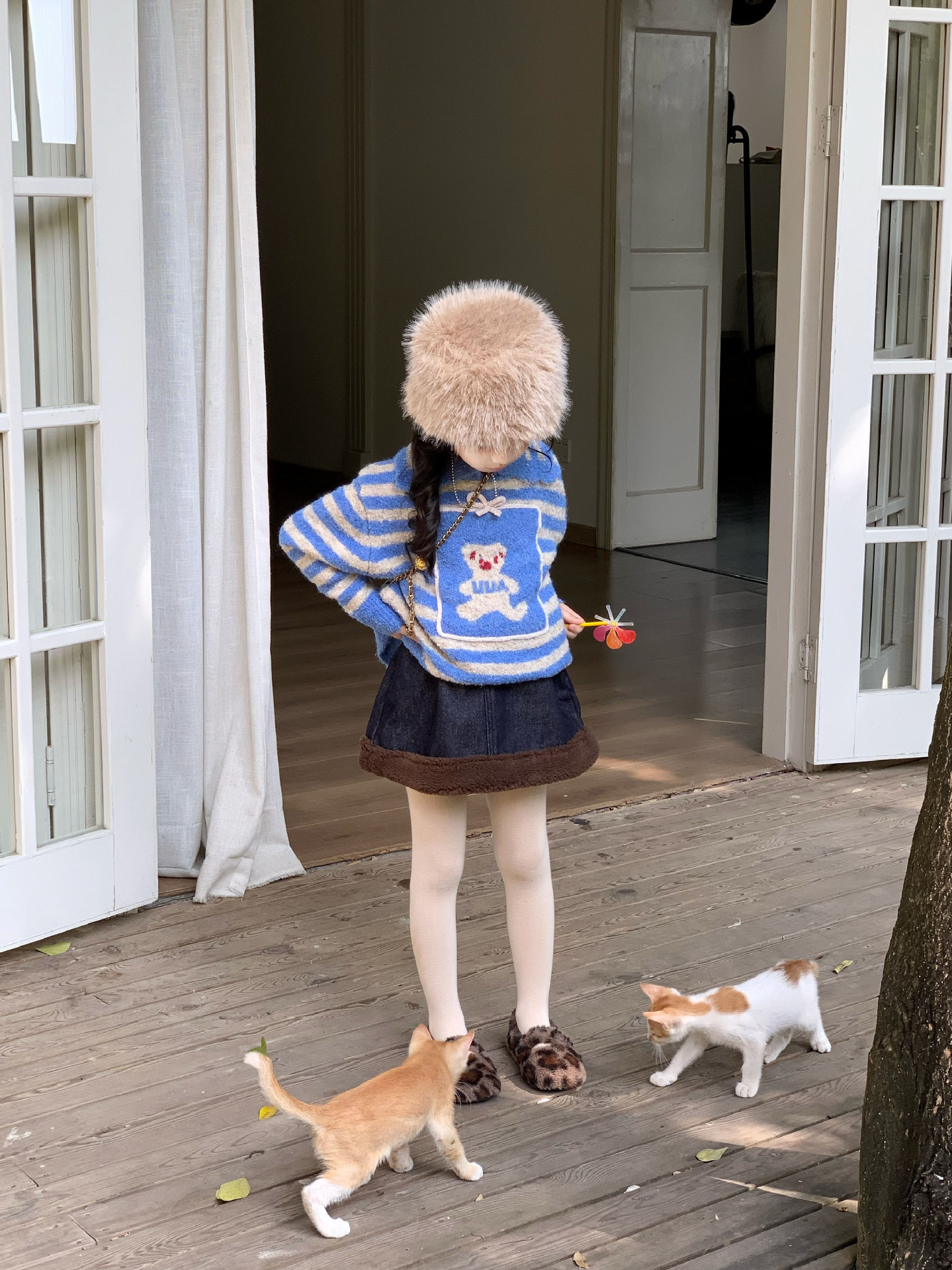 Winter denim skirt
