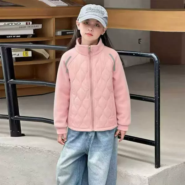 2025秋冬季新款中大童洋气百搭棉服男童女童长袖休闲防风宽松拉链