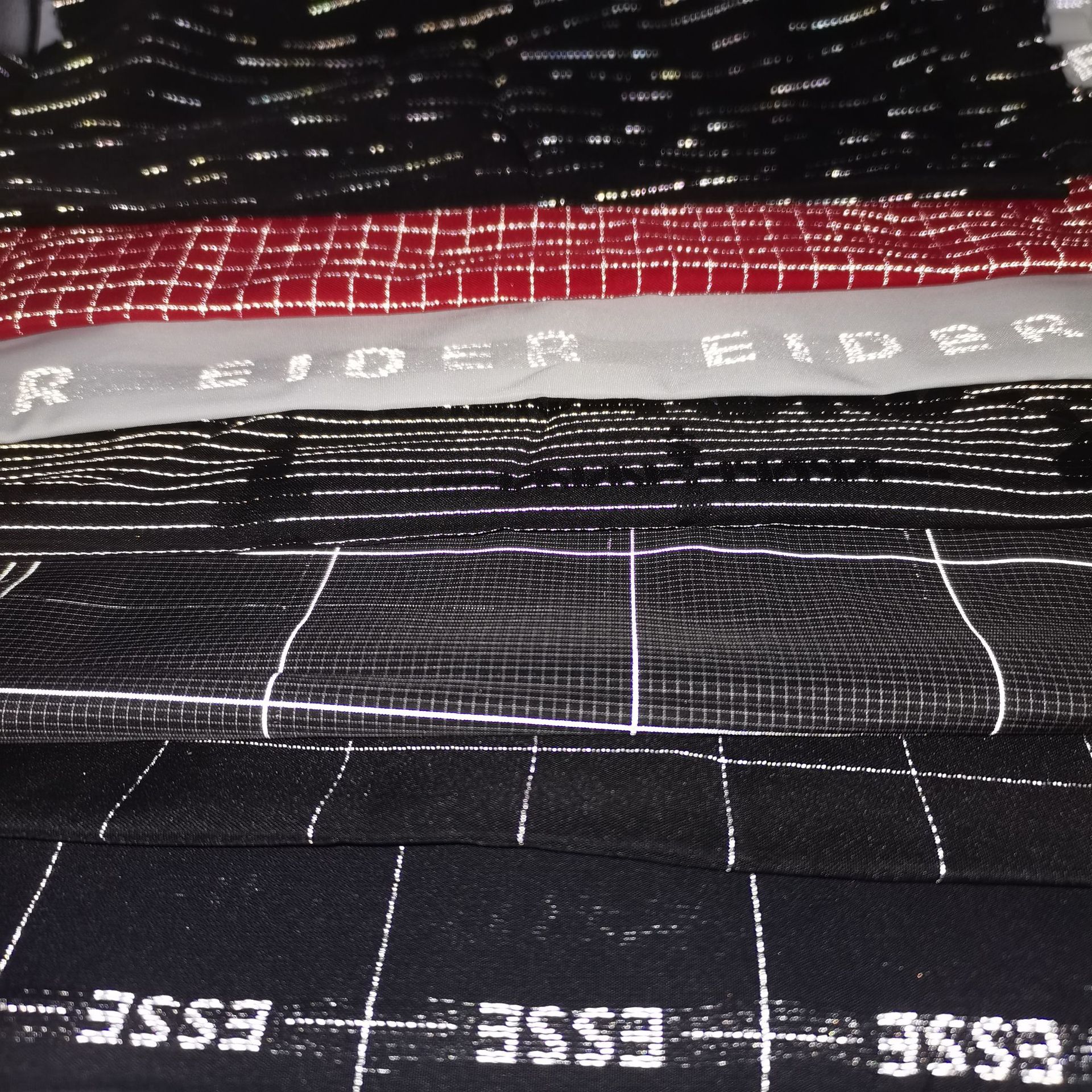 反光丝线针织面料涤纶耐水洗方格反光面料反光纺织布 反光针织布