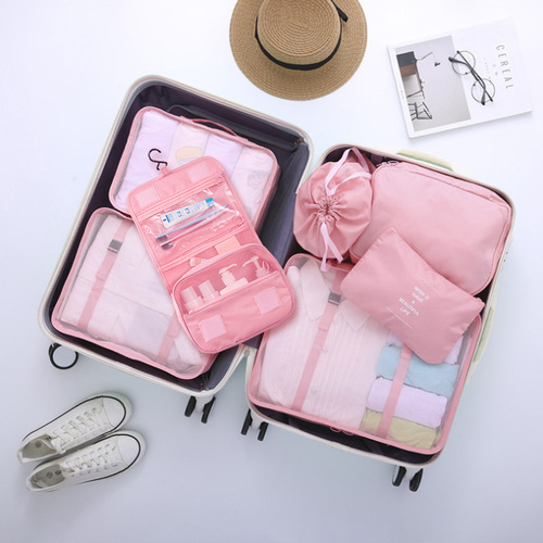 Cross-border Amazon travel storage bag seven-piece set travel classified toiletry bag luggage bag drawstring pocket set