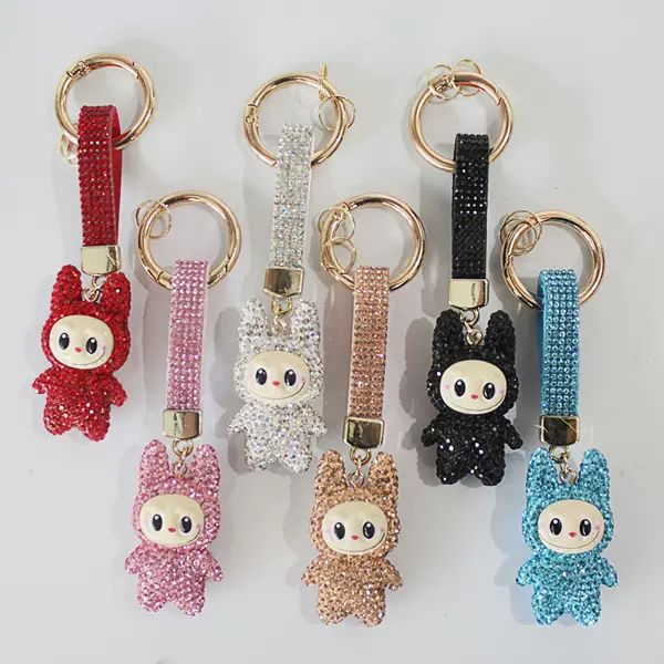 2025 Cross-Border Cartoon DIY Rhinestone Keychain Handmade DIY Doll Pendant Keychain Manufacturer Wholesale