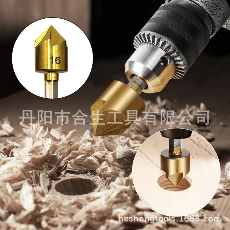 6PCS六角柄镀钛五刃倒角器-4-3