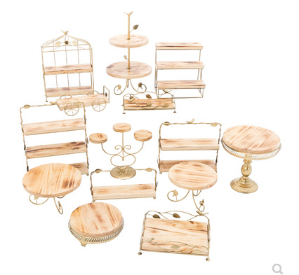 Soporte de la torta de madera soporte de postre soporte de exhibición decoración de la boda Europea accesorios multi-capa bandeja merienda soporte traje image 6