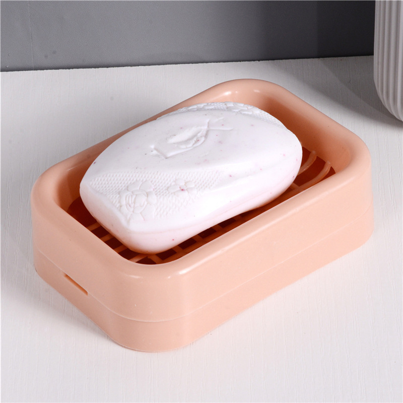 パンチングなしの石鹸箱、かわいいクリエイティブグリッド石鹸箱、水切り二層水切り石鹸ラック、家庭用石鹸箱|undefined
