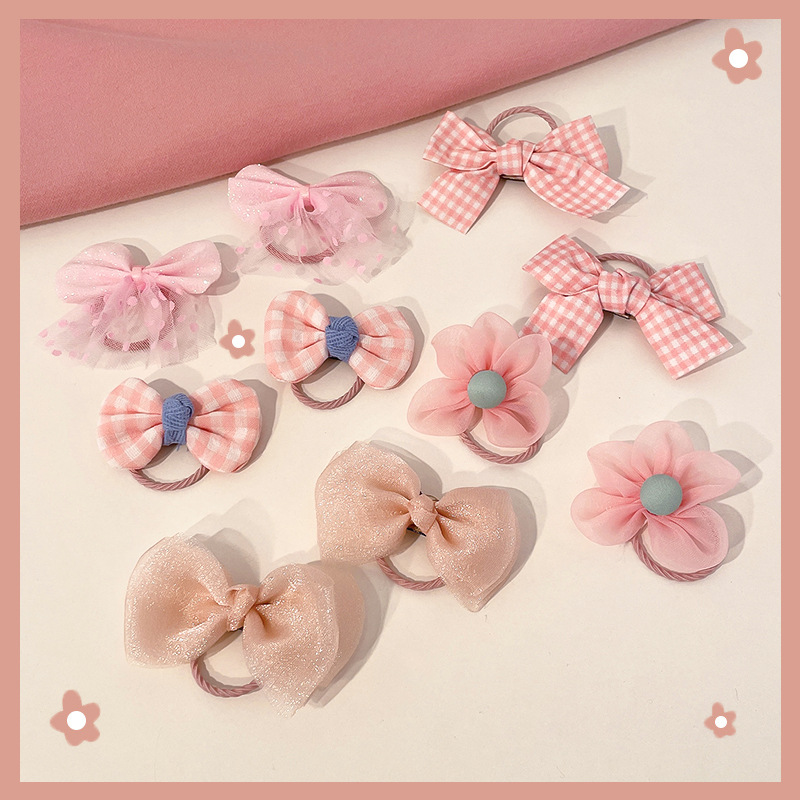 Niños lindos cuerdas de cabello rosa niñas no lastiman cuerdas de cabello de alta elasticidad correa de goma duradera niñas adornos de cabello de cola de caballo