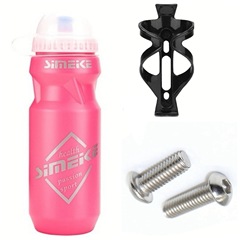 610 Sports Water Bottle with Dust Cover for Mountain Biking - PC Monochrome Plastic Water Bottle + Bottle Rack