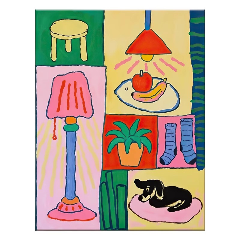 中世のドーパミンリビングルーム装飾絵画ニッチアートハイエンド玄関キャビネット通路吊り絵画レストラン寝室壁画|undefined