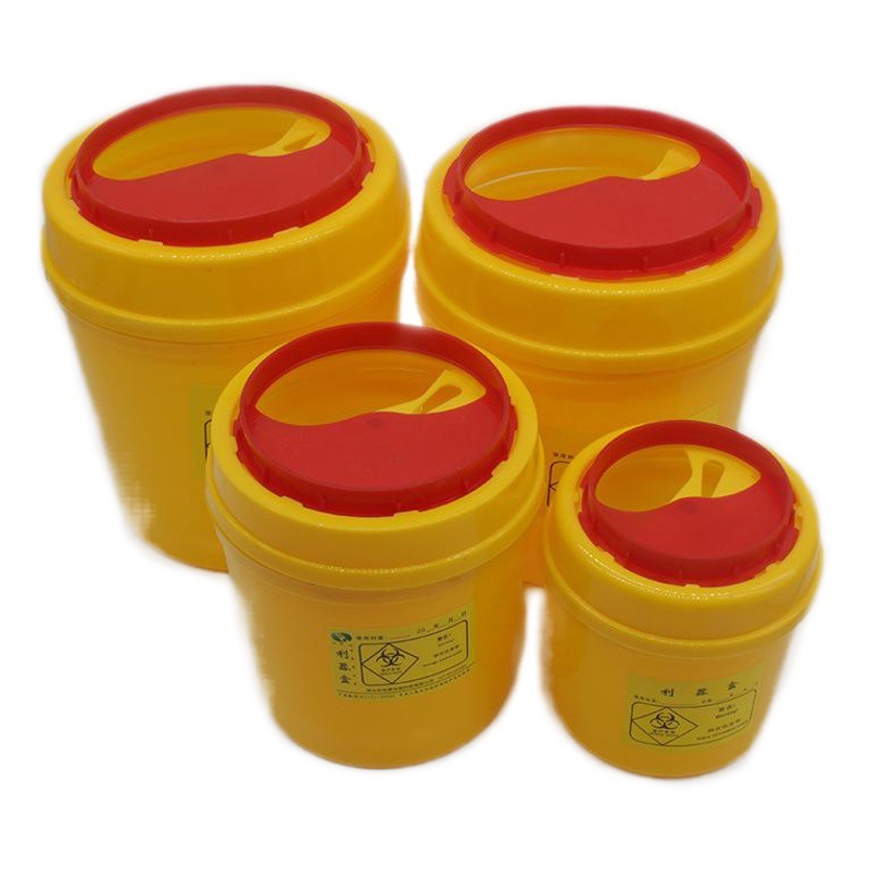 Caja redonda de instrumentos afilados residuos hospitalarios caja de instrumentos afilados instrumento afilado barril clínica aguja caja de tubo de la habitación sanitaria caja de la aguja bote de basura