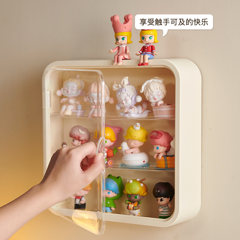 Muñeca montada en la pared caja ciega almacenamiento soporte de exhibición burbuja magnética Gabinete de exhibición hecho a mano mate muñeca a prueba de polvo caja ciega caja de almacenamiento