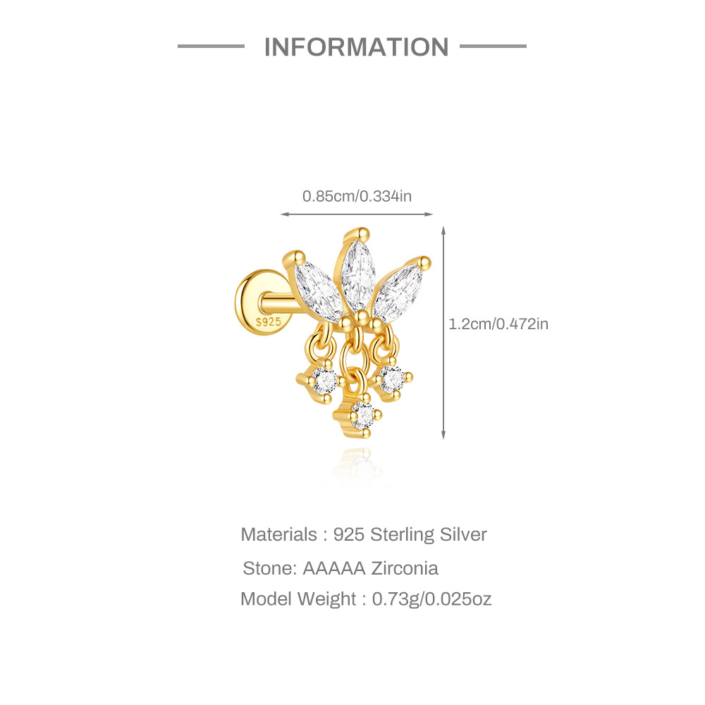 2g Weight Zircon Inlay Material Ear Studs Classification Ear Cartilage Rings & Studs Piercing Type 1 Piece Quantity Holiday, Daily Occasion 925 Sterling Silver Material Geometric Pattern All Seasons Season Unisex Gender Elegant, Simple Style Style 1 Piece Ear Cartilage Rings & Studs Elegant Simple Style Geometric 925 Sterling Silver Zircon Ear Cartilage Rings & Studs 2