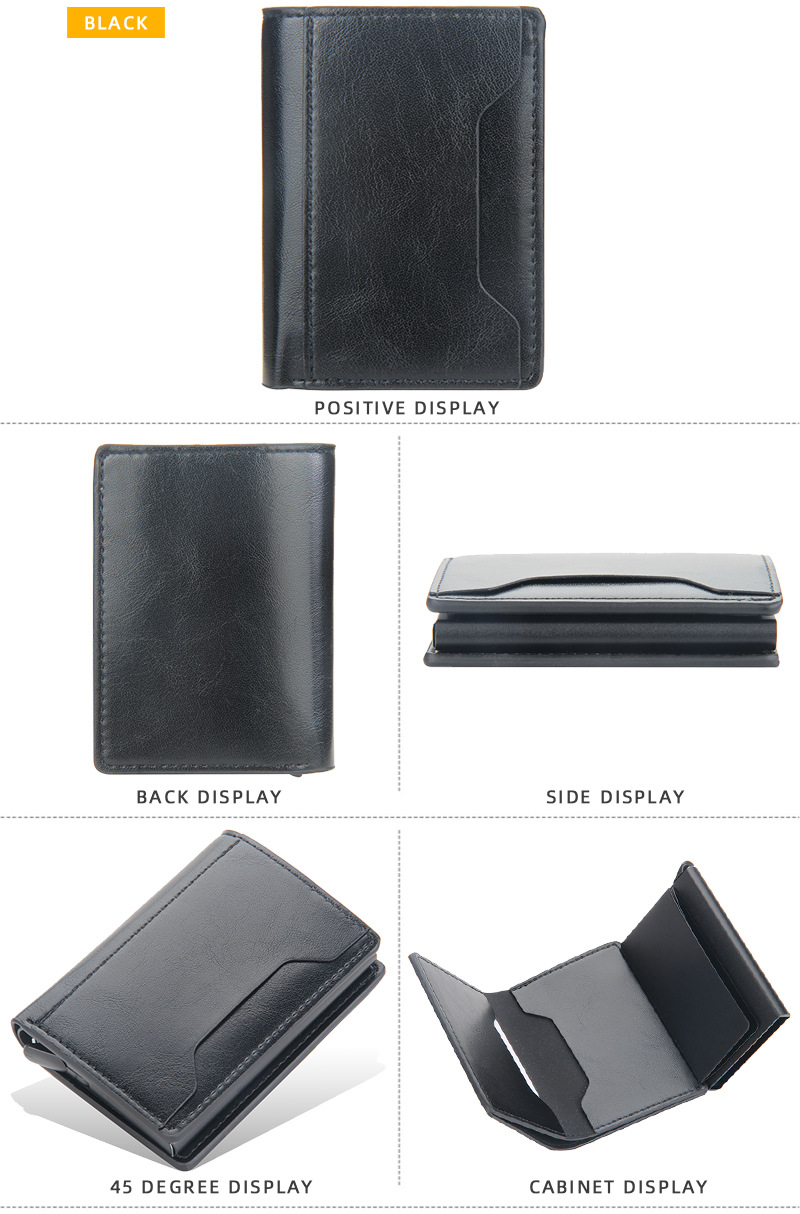 Baellerry Men's Aluminum Box Anti-magnetic And Anti-theft Card Holder Rfid Short Automatic Card Type Female Card Holder_voghion.com