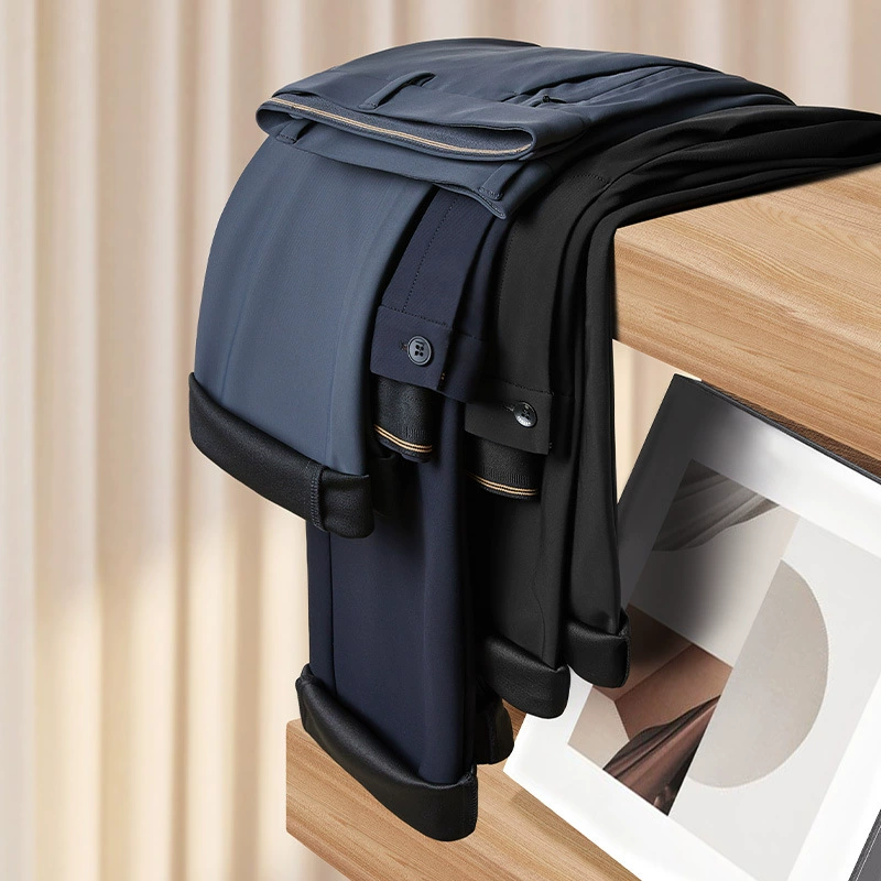 Осенние и зимние утолщенные мужские повседневные брюки для молодежи и среднего возраста, деловые мужские прямые брюки, стильные брюки против морщин, без железа.