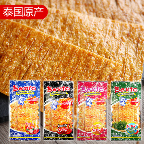 Thai imported snack bento mixed with spicy strips of hand-tear squid, sweet and spicy flavor dried squid, 20g 