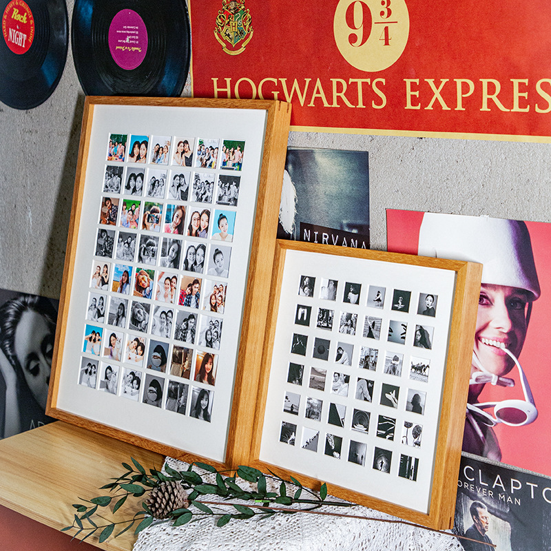 批發實木48/九宮格情侶相框掛牆榫卯diy照片打印裝裱簡約禮物畫框