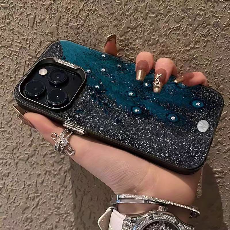 Nueva pluma de pavo real para iPhone 16 funda para teléfono móvil Apple 15promax/14 transfronterizo 13pro12 comercio exterior