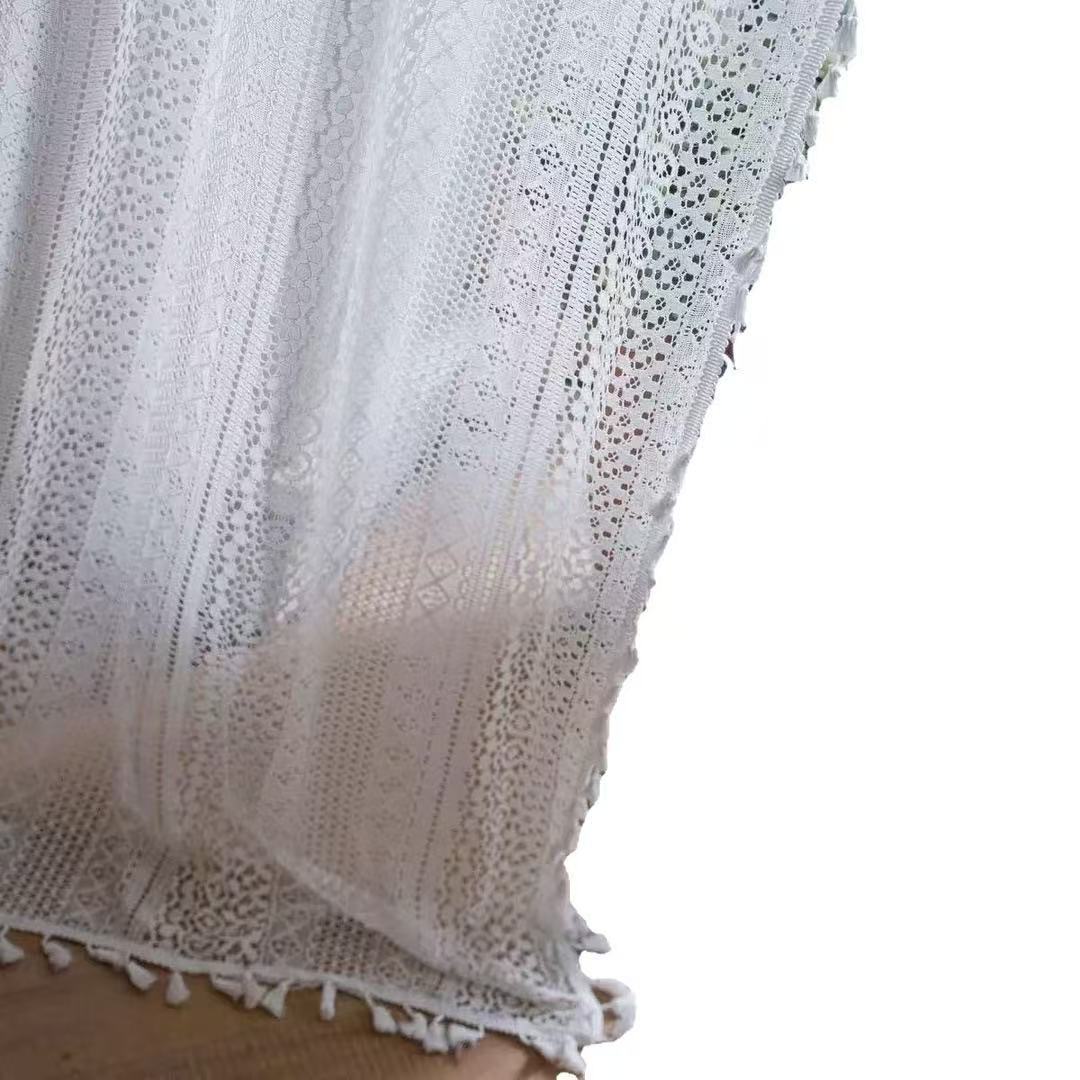 Böhmische Weiße Gardinen Mit Quasten Und Vintage Spitzenmuster_voghion.com