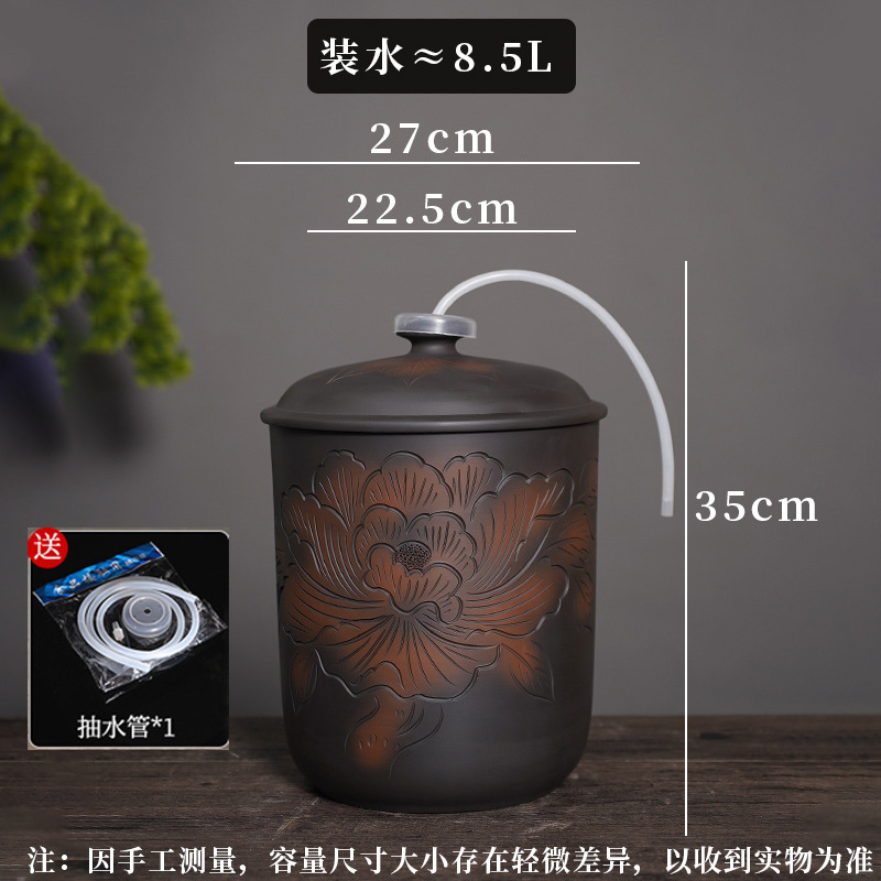 Jianshui 紫陶水タンク家庭用水貯蔵セラミック純水バケツ中国茶道茶テーブル昔ながらの茶 D&その D&|undefined