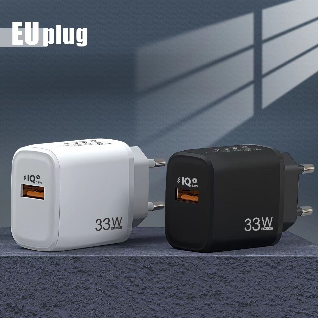 Cargador USB para teléfono móvil QC3.0, cabezal de carga rápida de 5V1A, adaptador aplicable a las normas europeas, americanas y británicas, nitruro de galio certificado