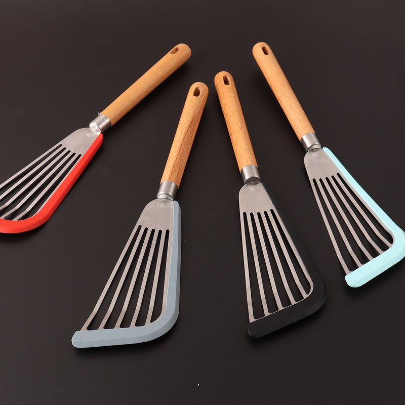 Mango transfronterizo de madera de pala de pesca de acero inoxidable filete de pesca de fugas de pesca de pala de cocina de herramientas de pesca de pesca de cocina
