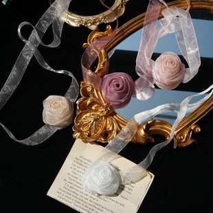 Korean Style Retro Elegant Rose Flower Mesh Strap Collar Fashion Versatile Neck Strap Neck Jewelry Halter