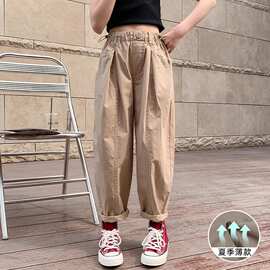 少女童裤子夏季薄款工装裤中大儿童休闲九分裤女大童女孩宽松裤子