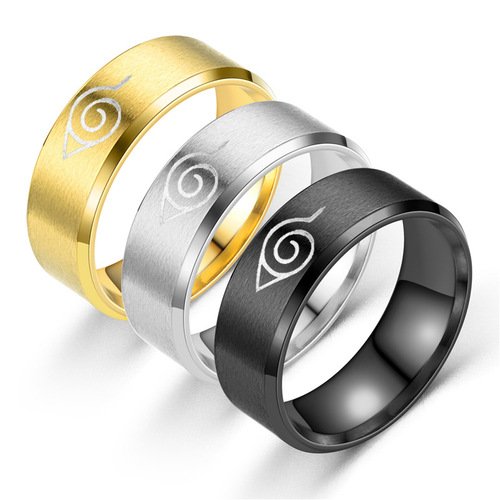 Cross-border anime Naruto ring black men's ring stainless steel ring street stall supply jewelry