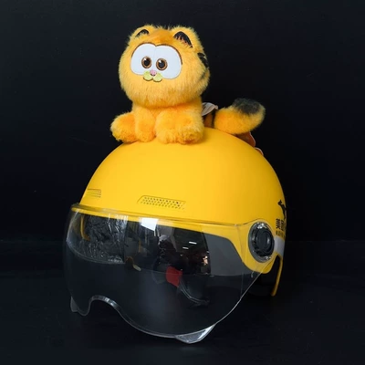 helmet decoration, delivery helmet: Motosiklet dəbilqələri - no-helmet-garfield-sitting-pose