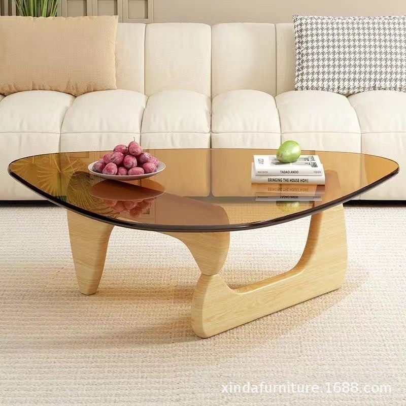 Camellia glass+log -color solid wood leg