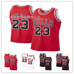 Basketball 23 # Red Retro Basketball Clothes Embroider Men's Clothing Fan Version Black Red Strip