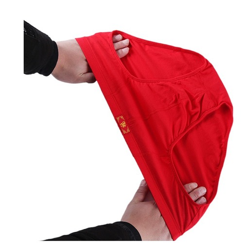 Men's zodiac year men's underwear men's pure cotton large size briefs mid-waist loose breathable cotton bright red shorts