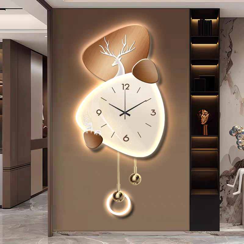 Reloj del restaurante Fu Lu led con lámparas pinturas de lujo ligeras pinturas de decoración de la sala de estar de alto nivel pinturas murales al final del pasillo