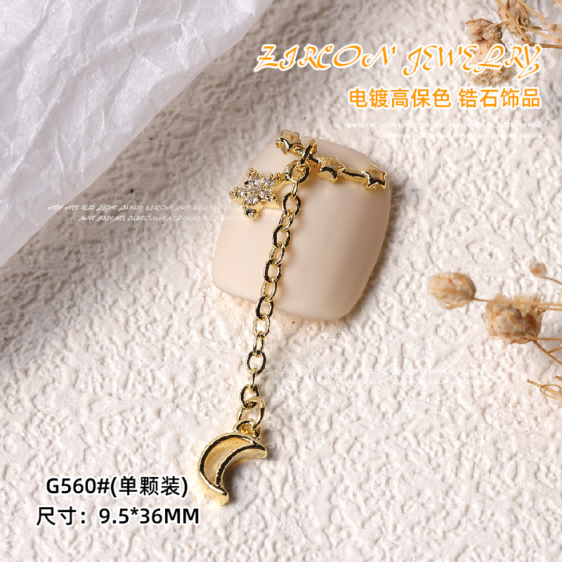 Nueva luz de la celebridad Internet lujo circón Super Flash Perla Cadena amor mariposa colgante uñas Oro Cielo Estrellado Estrella Diamantes