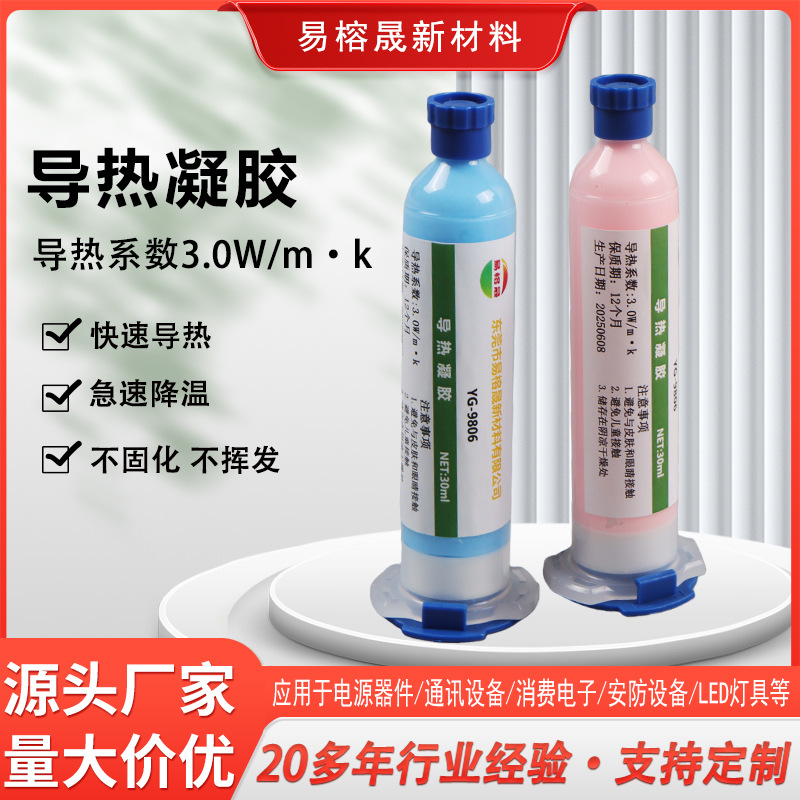 2W-8W导热凝胶LED灯具CPU芯片功率模块电池填充散热低挥发导热泥
